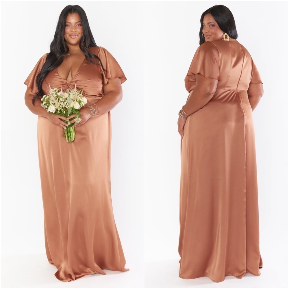 SHOW ME YOUR MUMU Rome Twist Gown In Copper Luxe Satin